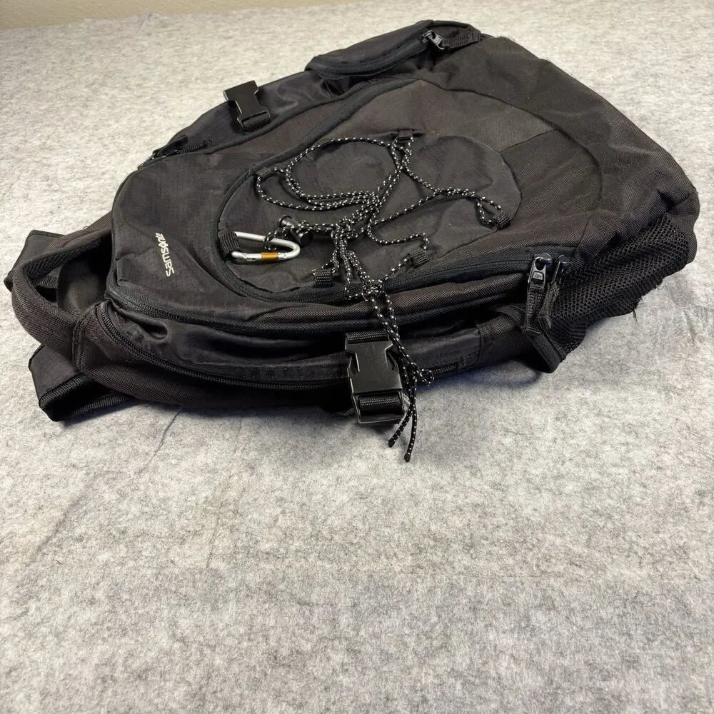 Samsonite Padded Backpack Bag Black Multi Pocket w/ Bungee Cord & Carabiner